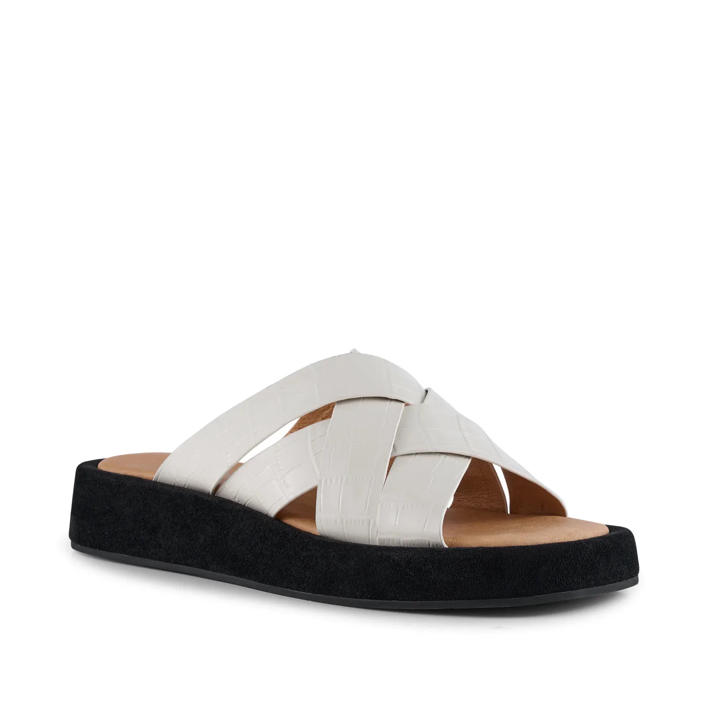 Astrid mule læder - OFF WHITE CROCO