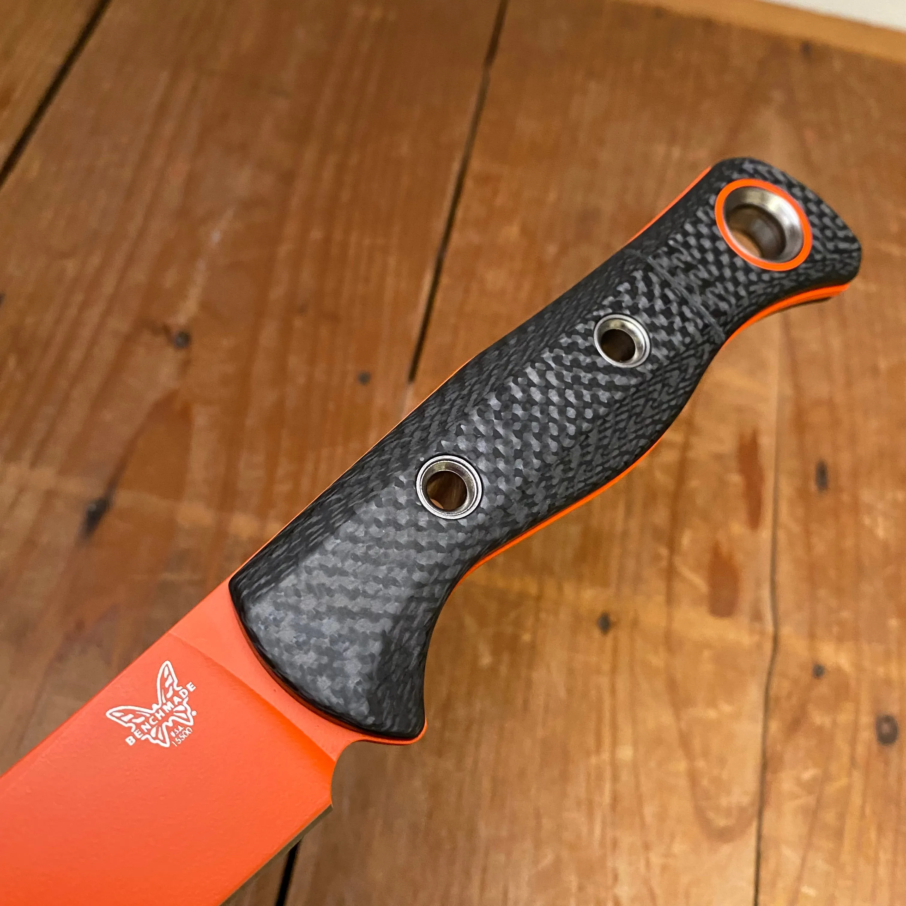 Benchmade 15500OR-2 Meatcrafter 6" Trailing Point CPM-S45VN Fixed Blade Carbon Fiber Handle with Sheath