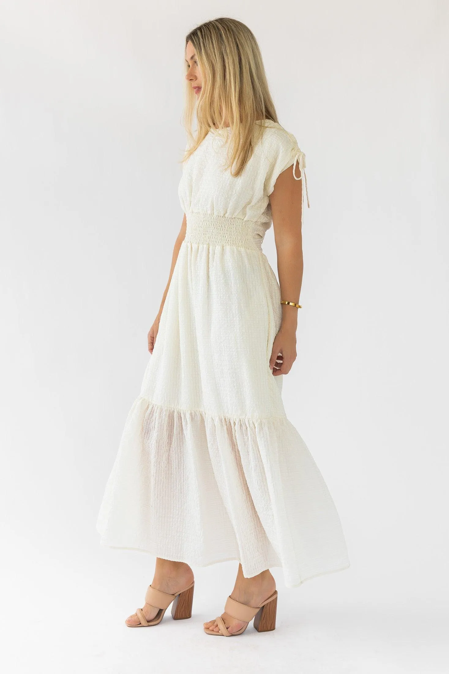 Delia Ivory Textured Maxi Dress