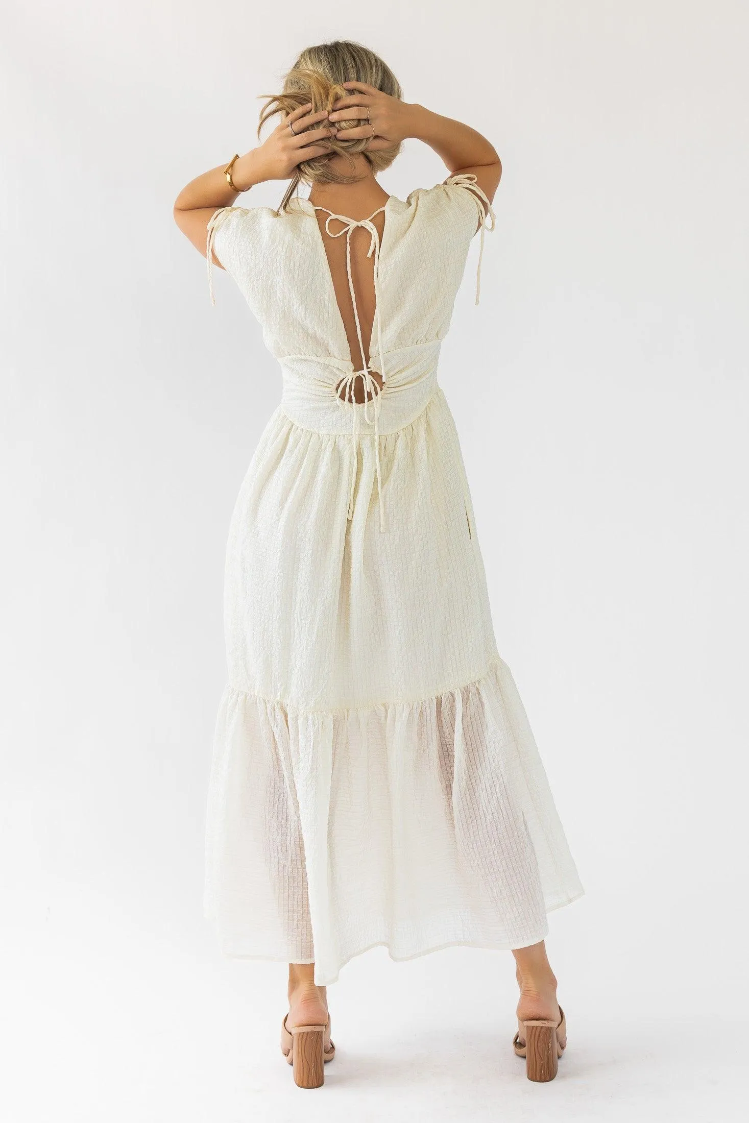 Delia Ivory Textured Maxi Dress
