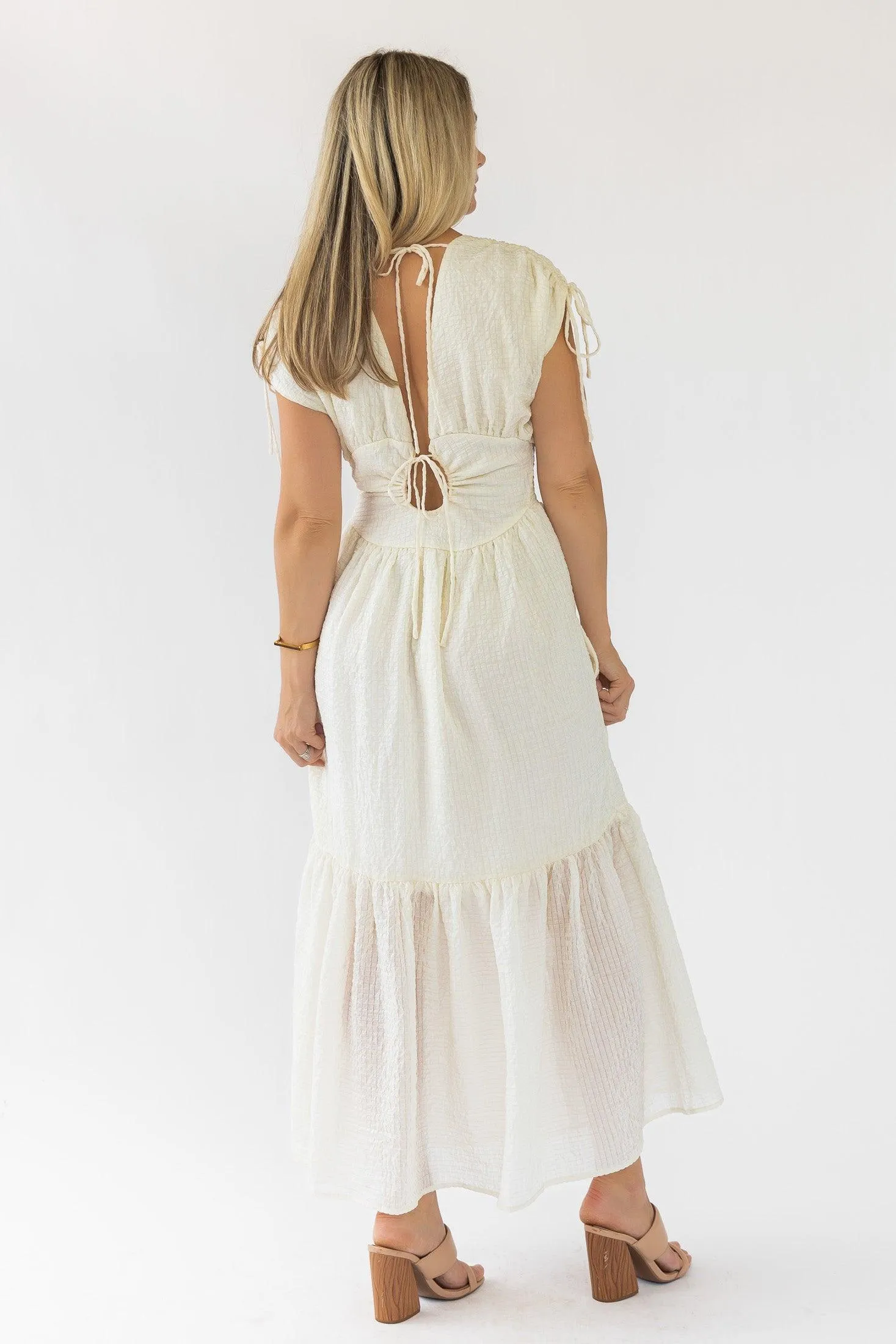 Delia Ivory Textured Maxi Dress