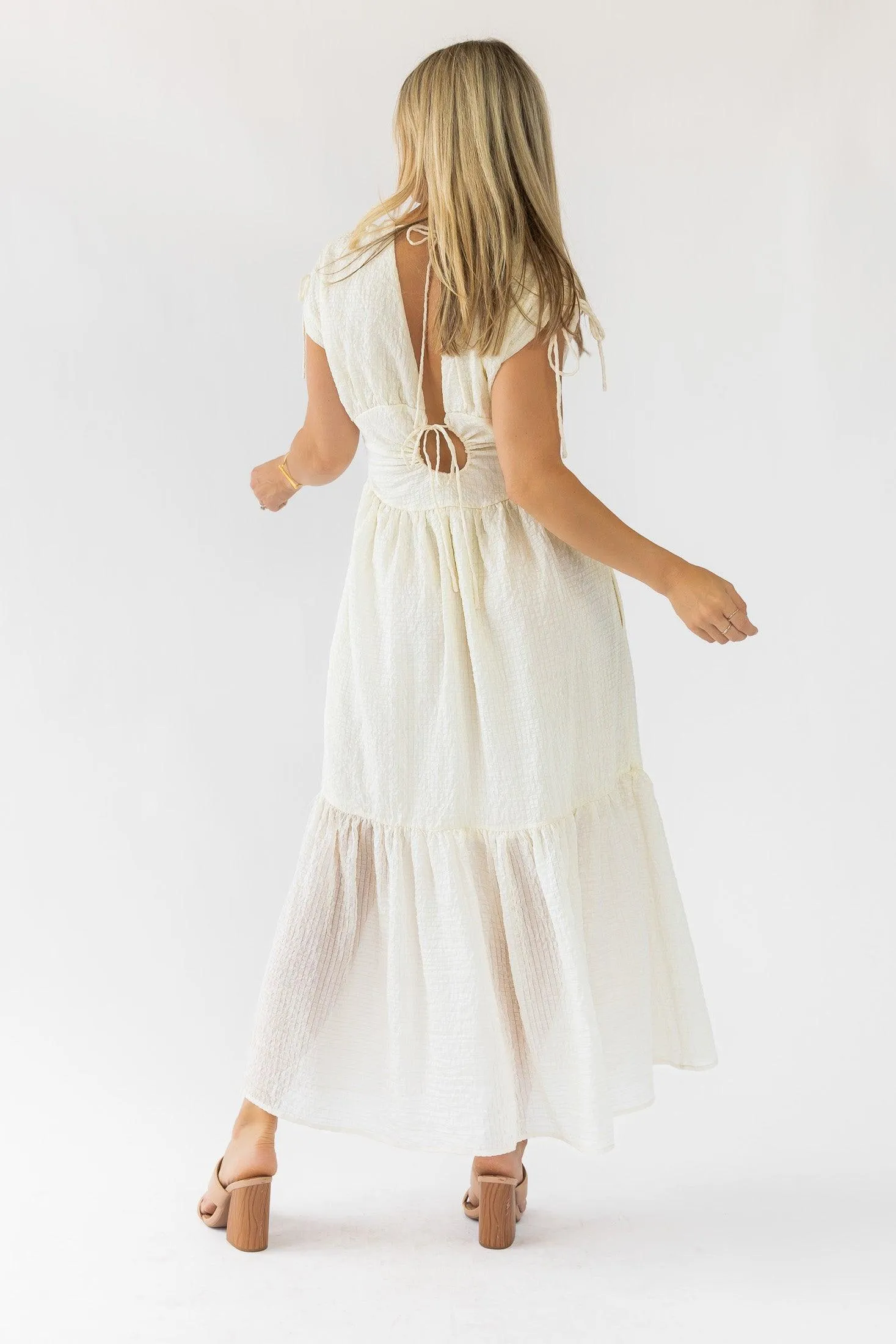 Delia Ivory Textured Maxi Dress
