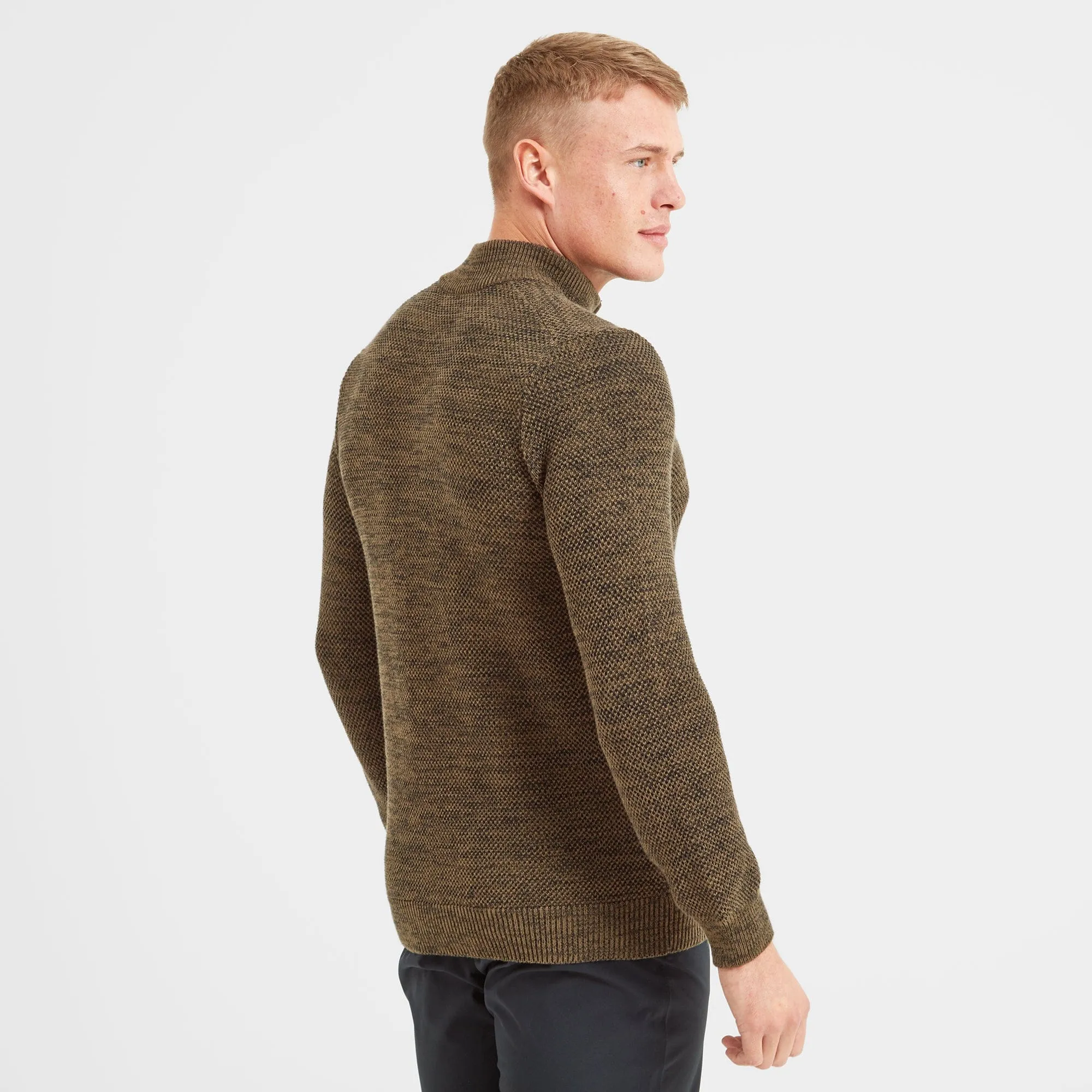 Epson Mens Zip Neck Jumper - Khaki