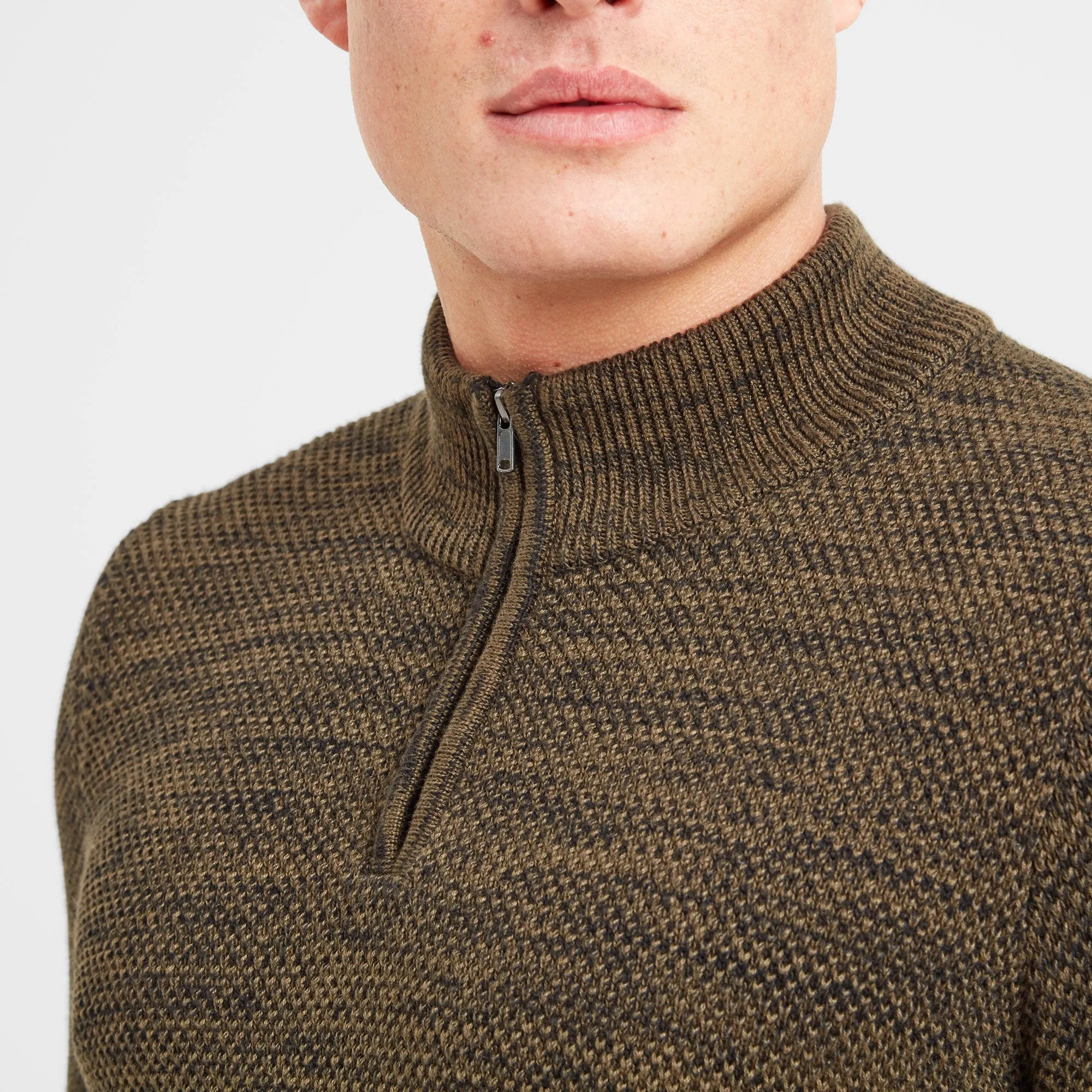 Epson Mens Zip Neck Jumper - Khaki