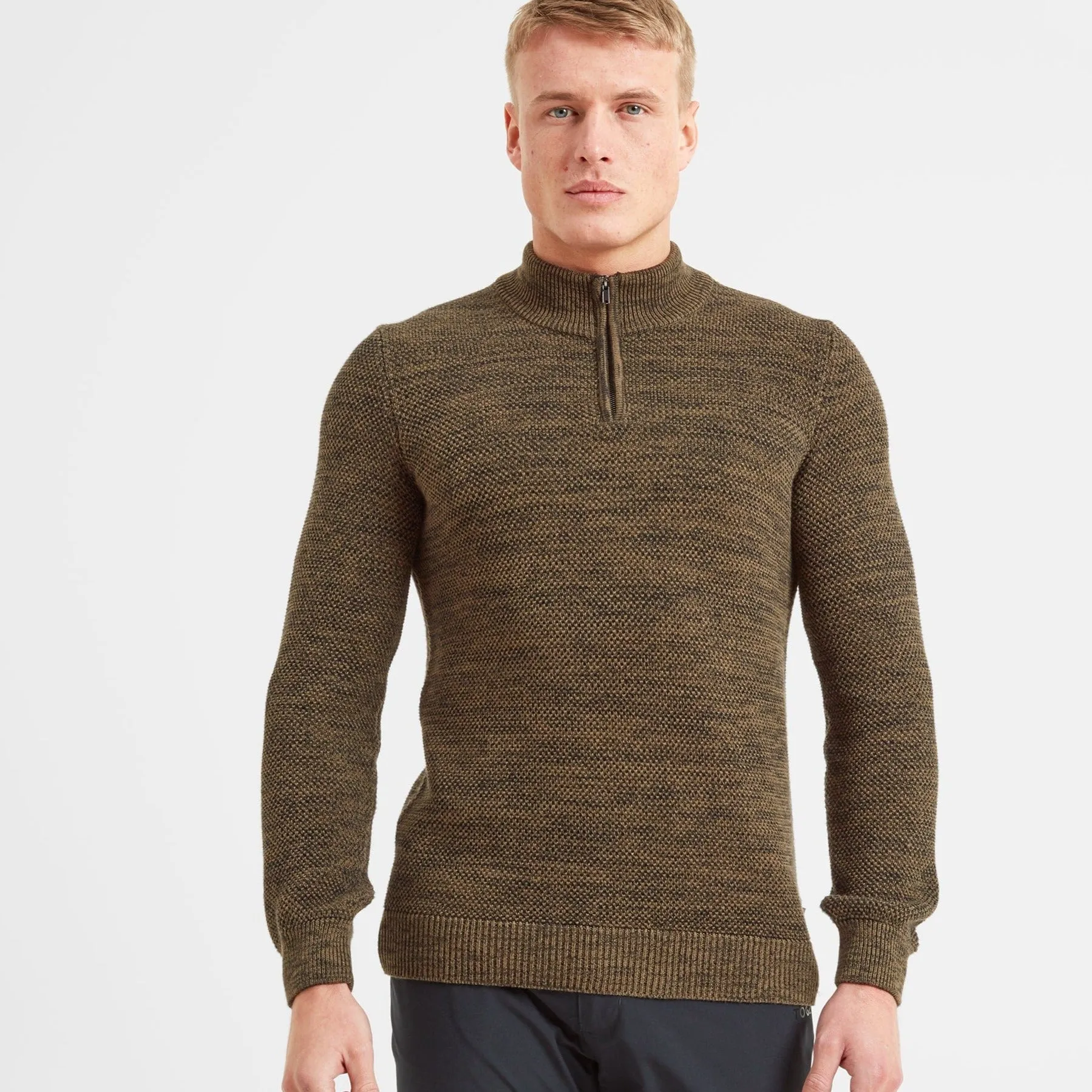 Epson Mens Zip Neck Jumper - Khaki