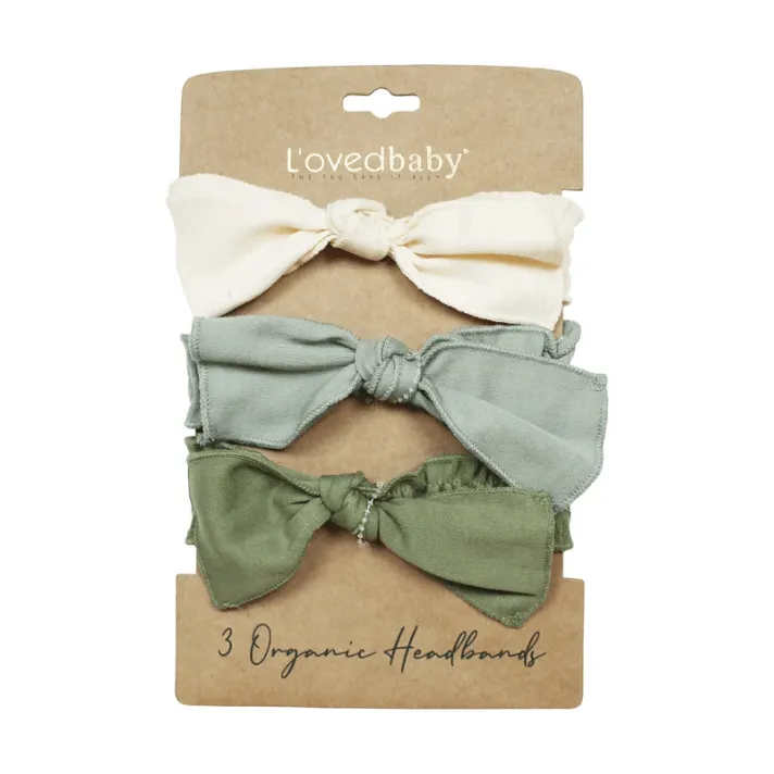 L'ovedbaby Organic 3-Piece Smocked Headband Gift Set