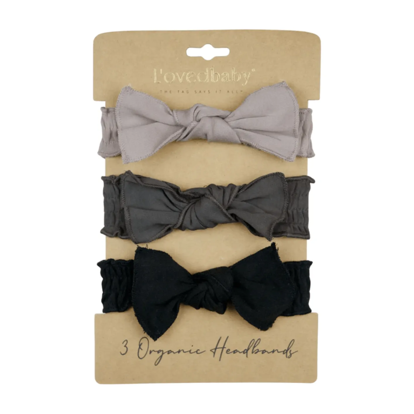 L'ovedbaby Organic 3-Piece Smocked Headband Gift Set