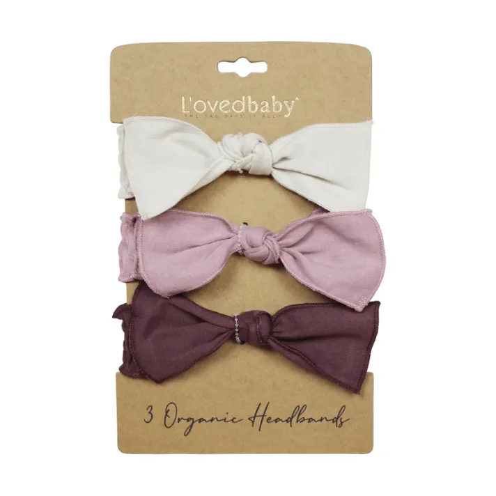L'ovedbaby Organic 3-Piece Smocked Headband Gift Set
