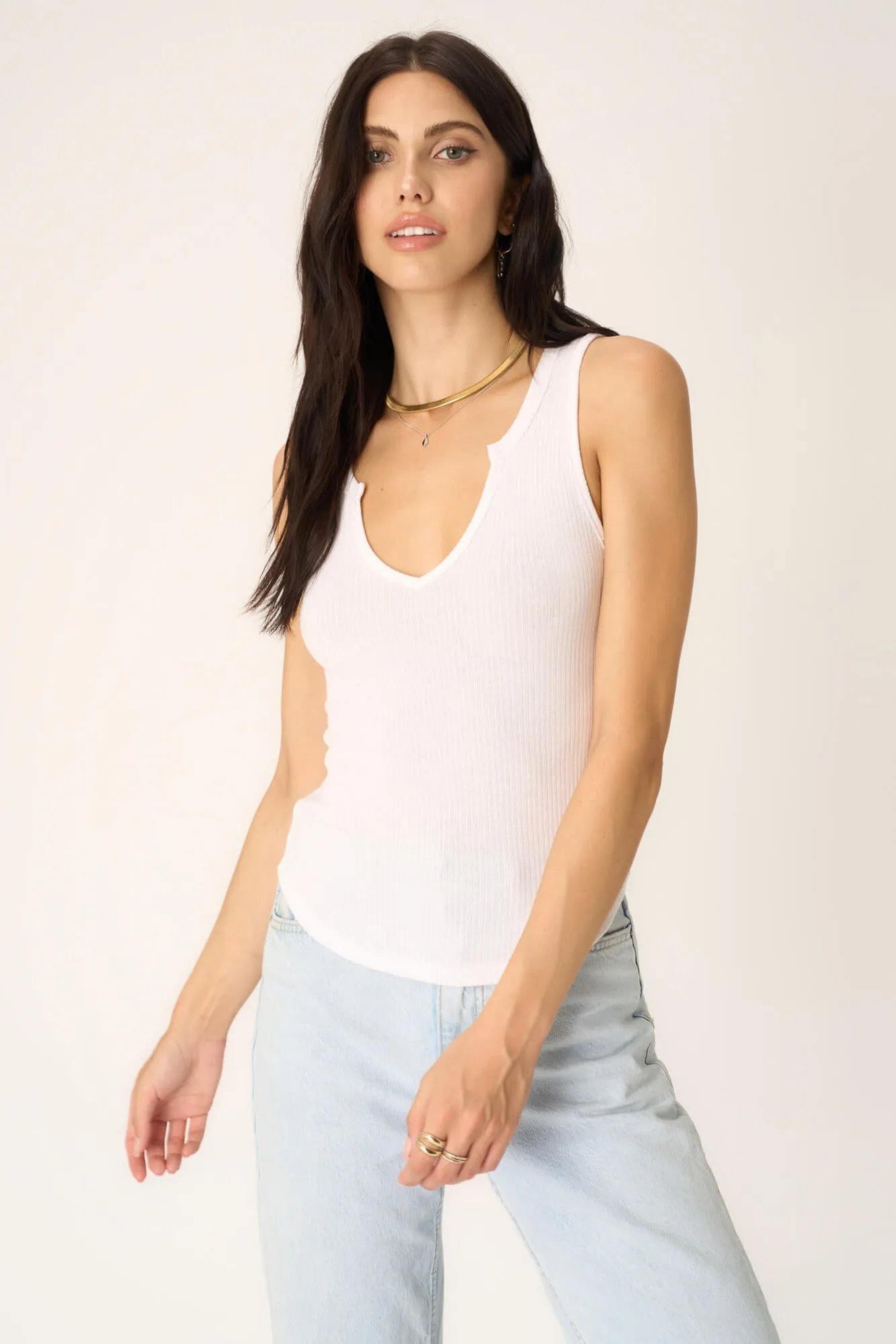 Madly Rib Notch Tank - White