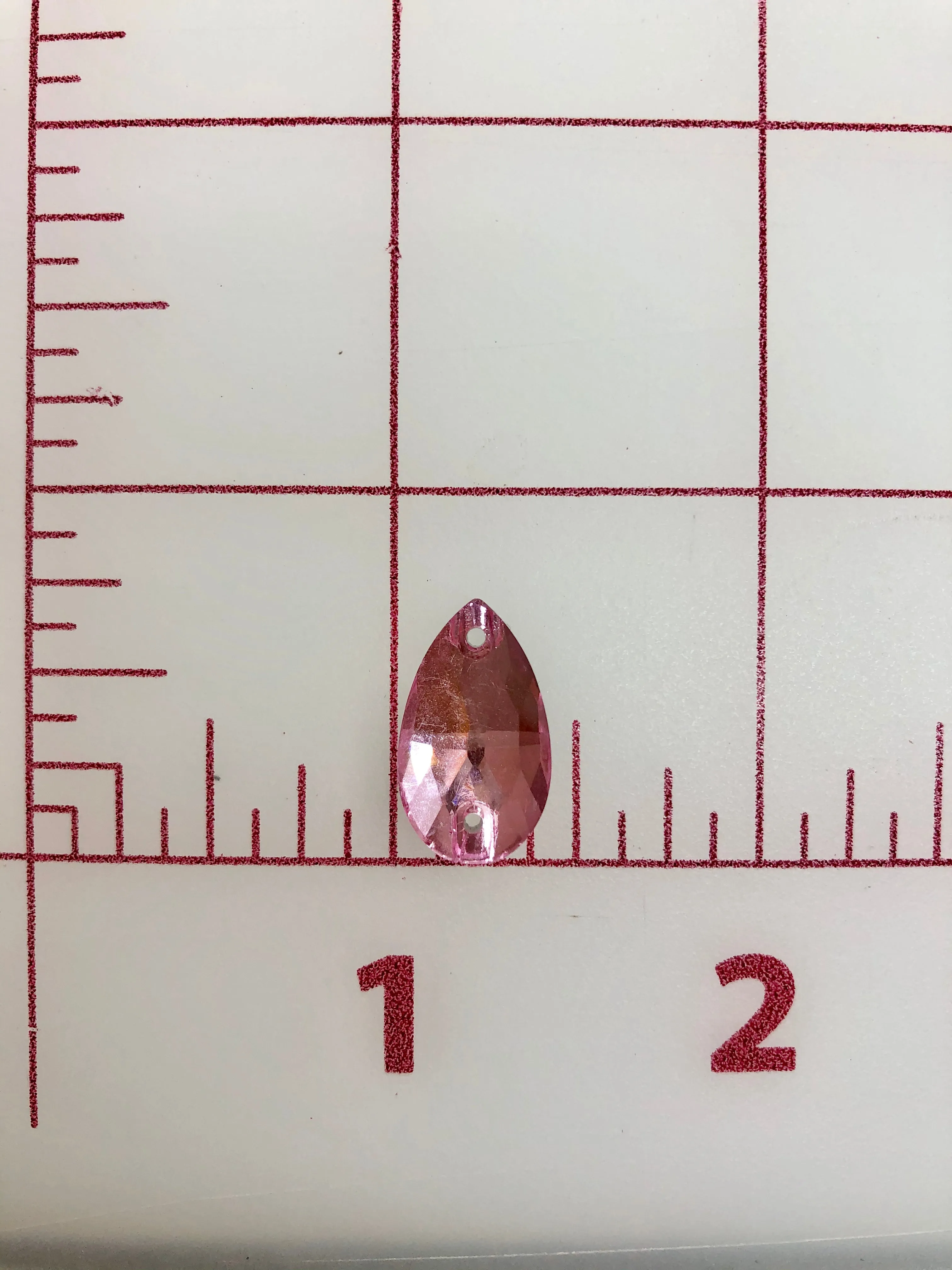 Rhinestones - 10x18mm Czech "Bright-Cut" Light Rose Pear-Shape Sew-On