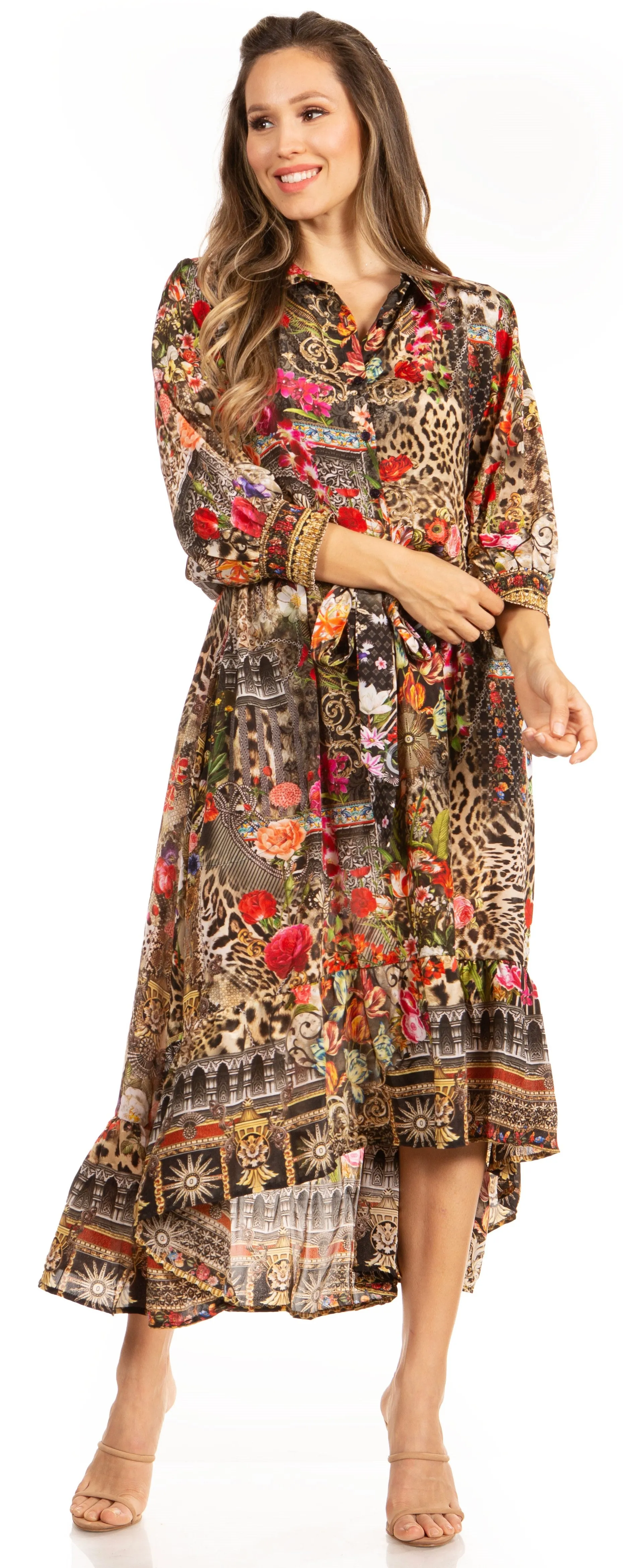 Sakkas Andreas Women's Maxi Dress with Ruffles and Buttons