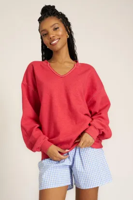 Scorpio Notch Neck Sweatshirt - Red Dahlia