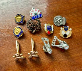 Vintage Bowling Themed Jewelry Lot Cufflinks Broochs Pin Enamel Gold Silver Tone